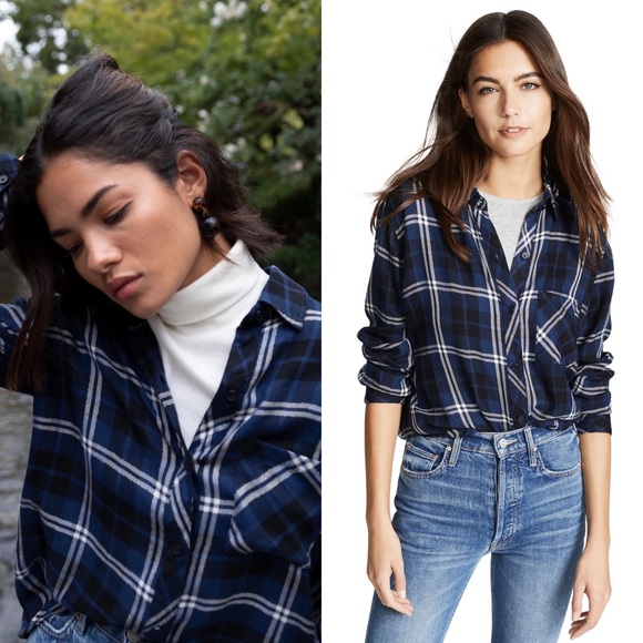 Rails Tops - RAILS ALMOND HUNTER PLAID BUTTON DOWN SHIRT SIZE S